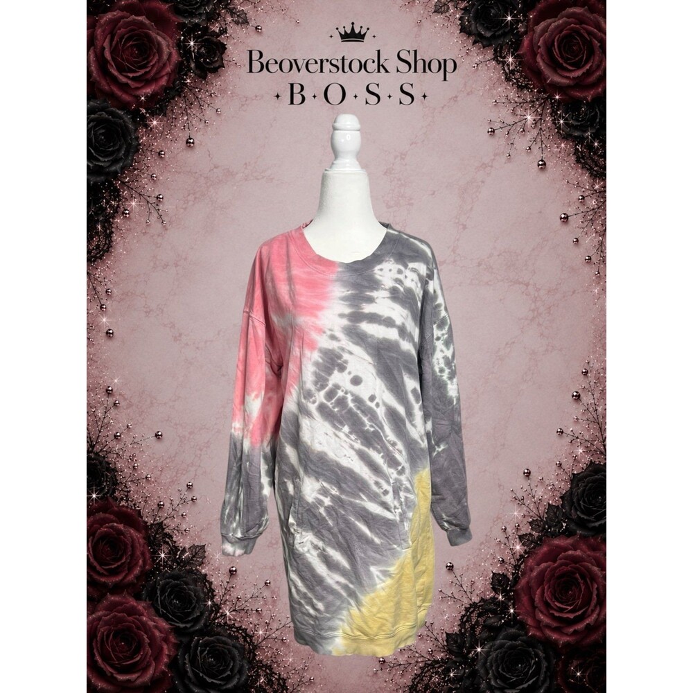 Preowned No Comment Tie Dye Sweatshirt Dress – Size XL